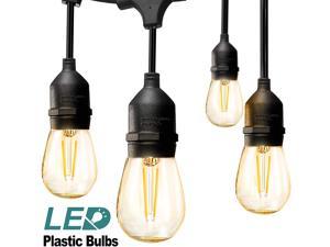 addlon LED Outdoor String Lights 48FT with 2W Dimmable Edison Vintage Plastic Bulbs and Commercial Grade Weatherproof Strand - UL Listed Heavy-Duty Decorative LED Caf?? Patio Light Porch Market Light