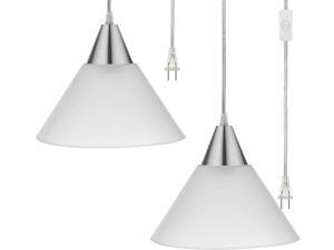 DEWENWILS Plug in Indoor Pendant Hanging Light Interior Ceiling Light for Living Room Bedroom Dining Hall Frosted Plastic White Shade 15FT Clear Cord On/Off SwitchPack of 2 DEWENWILS Plug in Indoor Pendant Hanging Light Interior Ceiling Light for Living Room Bedroom Dining Hall Frosted Plastic White Shade 15FT Clear Cord On/Off SwitchPack of 2