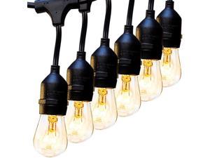 2 Pack 48 FT Outdoor String Lights Commercial Grade Weatherproof Strand 16 Edison Vintage Bulbs 15 Hanging Sockets UL Listed Heavy-Duty Decorative Caf?? Patio Lights for Bistro Garden