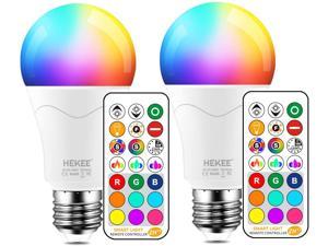 LED Light Bulb 85W Equivalent Color Changing Light Bulbs with Remote Control RGB 6 Modes Timing Sync Dimmable E26 Screw Base (2 Pack)