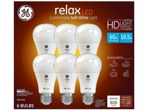 GE Relax High Definition LED Light Bulb 10.5-watt 2700K Comfortable Soft White 800-Lumens 6-Pack 60-watt Replacement Dimmable A19 GE Relax High Definition LED Light Bulb 10.5-watt 2700K Comfortable Soft White 800-Lumens 6-Pack 60-watt Replacement Dimmable A19