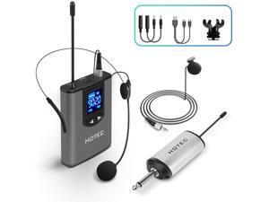 UHF Wireless Headset Microphone/Lavalier Lapel Mic with Bodypack Transmitter and Mini Rechargeable Receiver 1/4 Output for Live Performances Support Phone UHF Wireless Headset Microphone/Lavalier Lapel Mic with Bodypack Transmitter and Mini Rechargeable Receiver 1/4 Output for Live Performances Support Phone