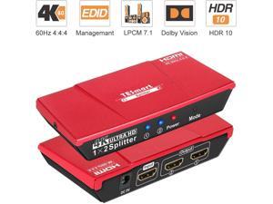 TESmart Ultra HD HDMI Splitter 1 x 2 4K 3840x2160@ 60 Hz 1 in 2 Out HDMI Splitter Dual Monitor Duplicating Video Audio Distributor Box Support Full 3D HDR 10 HDCP 2.2 18 Gbps TESmart Ultra HD HDMI Splitter 1 x 2 4K 3840x2160@ 60 Hz 1 in 2 Out HDMI Splitter Dual Monitor Duplicating Video Audio Distributor Box Support Full 3D HDR 10 HDCP 2.2 18 Gbps
