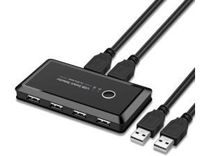 USB Switch Selector, KVM Switcher for 2 PC Sharing 4 USB Devices, Mouse Keyboard Scanner Printer Computer, with One Button Swapping and 2 USB Cable USB Switch Selector, KVM Switcher for 2 PC Sharing 4 USB Devices, Mouse Keyboard Scanner Printer Computer, with One Button Swapping and 2 USB Cable