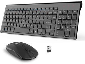 White Ergonomic Ultra-Thin Stylish Wireless 2.4G Mute Keyboard Mouse Set for Windows Computer Computers/Laptops Keyboard 