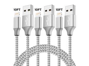 Lightning Cable Bkayp MFi Certified 3Pack 10ft Nylon Braided iPhone Charger Blackwhite 