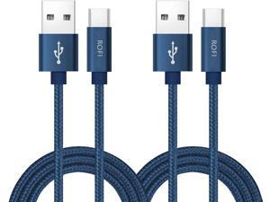 RoFI USB Type C Cable 2Pack 2FT USB C Cable Nylon Braided Fast Charging for Galaxy S10 S9 S8 Plus Note 9 8 Pixel Moto Z LG V30 V20 G5 Xperia Switch and More 2 FT 2Pack Blue
