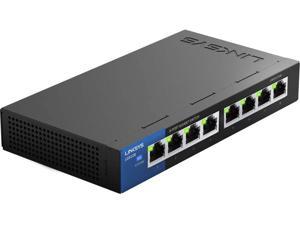 Xiaogan LGS108: 8-Port Business Desktop Gigabit Ethernet Unmanaged Switch, Computer Network, Wired Connection Speed up to 1,000 Mbps (Black, Blue)