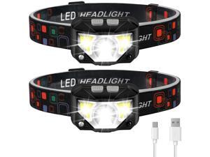 Headlamp Flashlight LHKNL 1100 Lumen Ultra-Light Bright LED Rechargeable Headlight with White Red Light 2-PACK Waterproof Motion Sensor Head Lamp 8 Modes for Outdoor Camping Cycling Running Fishing Headlamp Flashlight LHKNL 1100 Lumen Ultra-Light Bright LED Rechargeable Headlight with White Red Light 2-PACK Waterproof Motion Sensor Head Lamp 8 Modes for Outdoor Camping Cycling Running Fishing