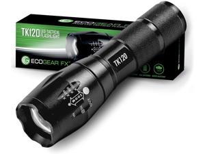 EcoGear FX LED Tactical Flashlight - TK120 Bright High Lumens with 5 Light Modes Water Resistant Zoomable - Great for Camping Emergency Outdoor Gear - Inexpensive Tech Gifts for Men Dad