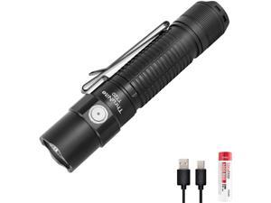 ThruNite TT20 Tactical Flashlight 2526 High Lumens USB C Rechargeable Flashlight with Dual-Switch (Black- Cool White)