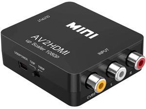 Mini RCA Composite CVBS AV to HDMI Video Audio Converter Adapter Supporting PAL/NTSC 1080P/720P with USB Charge Cable