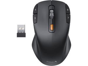 Wireless Macro Mouse, ProtoArc EM12 2.4G Ergonomic Mouse with 8 Programmable Buttons, Type-C Rechargeable Mouse, 2400 DPI, Symmetrical Computer Mouse for Laptop PC Mac, for Right & Left Hand Black