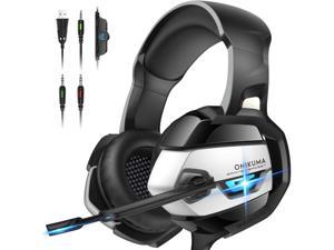 ONIKUMA PS4 Headset -Xbox One Headset Gaming Headset Noise Canceling Gaming Headphones with Mic & LED Light for PS4,Playstation,Xbox One(Adapter Not Included)