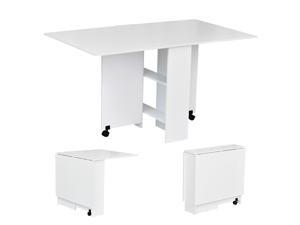 Folding Dining Table Drop Leaf Table Expandable Multifunctional w/ 2 Shelves Folding Dining Table Drop Leaf Table Expandable Multifunctional w/ 2 Shelves