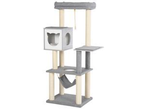 Plush Cat Tree Tower w/ Sisal Posts Hammock Perch Condo Soft Cushions Plush Cat Tree Tower w/ Sisal Posts Hammock Perch Condo Soft Cushions
