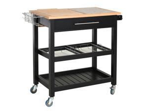 3-Tier Pine Bamboo Storage Serving Trolley Cart with Fruit Basket Spice 3-Tier Pine Bamboo Storage Serving Trolley Cart with Fruit Basket Spice