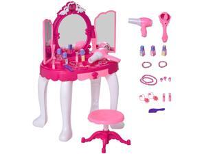 Dressing Table Cosmetic Mirror Pretend Princess Table w/ Music Lightening Dressing Table Cosmetic Mirror Pretend Princess Table w/ Music Lightening