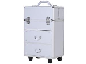 Aluminum Rolling Makeup Train Case Cosmetic Organizer Storage Trolley Silver Aluminum Rolling Makeup Train Case Cosmetic Organizer Storage Trolley Silver