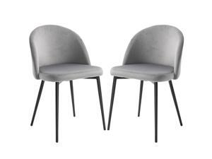 Modern Upholstered Fabric Bucket Seat Dining Chairs Set of 2 Grey Modern Upholstered Fabric Bucket Seat Dining Chairs Set of 2 Grey