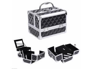 Pro Aluminum Makeup Train Case Jewelry Storage Box Cosmetic Organizer Black Pro Aluminum Makeup Train Case Jewelry Storage Box Cosmetic Organizer Black