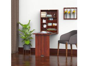 Fold-Out Convertible Desk Wall Mounted Table Cabinet Workston Walnut Fold-Out Convertible Desk Wall Mounted Table Cabinet Workston Walnut