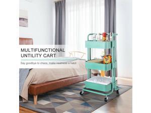 Metal Rolling Utility Cart-Heavy Duty Mobile Storage Organizer for Home Metal Rolling Utility Cart-Heavy Duty Mobile Storage Organizer for Home