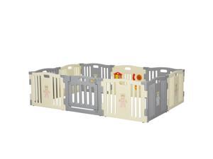 Qaba Children Playpen Safety Gate Kids Activity Center Fence With Toy Qaba Children Playpen Safety Gate Kids Activity Center Fence With Toy