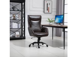 Office Chair Breathable Faux Leather Executive Desk Chair with Wheels, Brown Office Chair Breathable Faux Leather Executive Desk Chair with Wheels, Brown