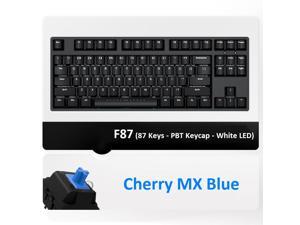 iKBC F87 87 Keys USB Wired White LED Backlit Mechanical Gaming Keyboard Black PBT Keycaps - Cherry Blue Switch