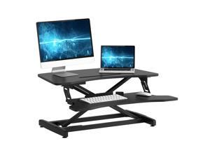 Standing Desk with Height Adjustable - Stand Up Desk Converter, 34 inches Ergonomic Tabletop Workstation Riser Fits Dual Monitors Black Standing Desk with Height Adjustable - Stand Up Desk Converter, 34 inches Ergonomic Tabletop Workstation Riser Fits Dual Monitors Black