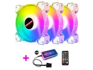 COOLMOON New RGB Case Fans,120mm Transparent Diamond Silent Computer Cooling PC Case Fan, RGB Color Changing LED Fan with Remote Control COOLMOON New RGB Case Fans,120mm Transparent Diamond Silent Computer Cooling PC Case Fan, RGB Color Changing LED Fan with Remote Control