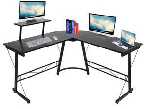 L-Shaped Desk 50" Computer Corner Desk, Home Gaming Desk, Office Writing Workstation with Large Monitor Stand, Space-Saving, Easy to Assemble, Black L-Shaped Desk 50" Computer Corner Desk, Home Gaming Desk, Office Writing Workstation with Large Monitor Stand, Space-Saving, Easy to Assemble, Black
