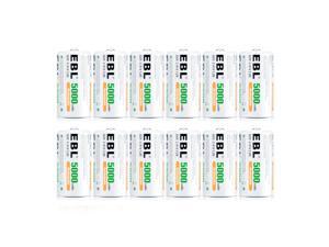 EBL 12 Pack C Size 1.2V 5000mAh Ni-MH Rechargeable Batteries C Battery EBL 12 Pack C Size 1.2V 5000mAh Ni-MH Rechargeable Batteries C Battery