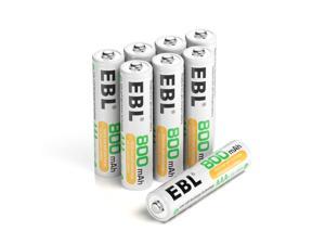 EBL 800mAh AAA NiMH Rechargeable Batteries High Capacity  Battery Case Included 8 Pack