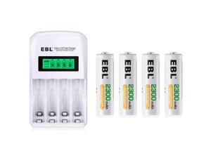 EBL 4 Pack Rechargeable AA Batteries 2300mAh + 4-Slots LCD Fast Battery Charger for AA AAA NiMH NiCD Rechargeable Battery EBL 4 Pack Rechargeable AA Batteries 2300mAh + 4-Slots LCD Fast Battery Charger for AA AAA NiMH NiCD Rechargeable Battery
