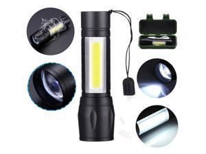 FirstPower Portable COB LED Tactical USB Rechargeable Zoomable Flashlight Torch Lamp