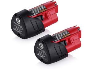 Powerextra 2 Pack 12V 3000mAh Lithium-ion Replacement Battery Compatible with Milwaukee M12 48-11-2411 48-11-2420 48-11-2401 48-11-2402 48-11-2401 12-Volt M12 Cordless Tools