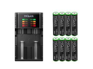 HiQuick 8Pcs Rechargeable Batteries AAA 1100mAh High Capacity 1.2V and 18650 Battery Charger LCD Display for Ni-MH Ni-Cd Battery 10440 17500 17650 17670 18350 18490 AA AAA C D 18650 Charger HiQuick 8Pcs Rechargeable Batteries AAA 1100mAh High Capacity 1.2V and 18650 Battery Charger LCD Display for Ni-MH Ni-Cd Battery 10440 17500 17650 17670 18350 18490 AA AAA C D 18650 Charger