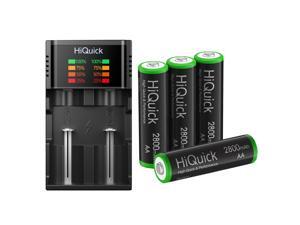 HiQuick 4Pcs 2800mAh AA Rechargeable Batteries High Capacity and 18650 Battery Charger LCD Display for Ni-MH Ni-Cd Battery 10440 17500 17650 17670 18350 18490 AA AAA C D 18650 Charger HiQuick 4Pcs 2800mAh AA Rechargeable Batteries High Capacity and 18650 Battery Charger LCD Display for Ni-MH Ni-Cd Battery 10440 17500 17650 17670 18350 18490 AA AAA C D 18650 Charger