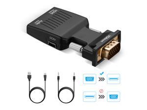 VGA to HDMI Adapter Converter with Audio Active Male VGA in Female HDMI 1080p Video adaptador for Computer Laptop Projector, Black VGA to HDMI Adapter Converter with Audio Active Male VGA in Female HDMI 1080p Video adaptador for Computer Laptop Projector, Black
