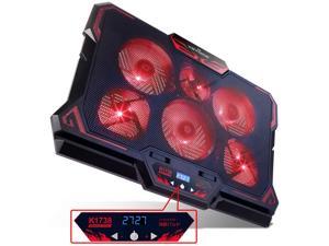 KEYNICE Laptop Cooling, 12-17 inch Laptop Cooling Pad, Laptop Cooler with 6 Quiet Fans, Dual USB Port, 5 Wind Speed Adjustable, Red LED Light, Gaming Cooling Fan for Laptop, Portable Notebook Cooler