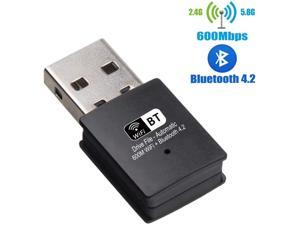 USB WiFi Adapter for PC 600Mbps,WiFi Bluetooth Adapter Wi-Fi Receiver 600 Mbps & Wireless Bluetooth 2-in-1 Dongle, Support Windows XP/ 7/8/10/ Vista, Mac OS, Linux for PC Desktop Laptop