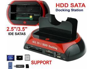 DHL HDD Docking Station mit Xwei Festplatten für 2,5" 3,5" IDE SATA USB 2.0 Hub 