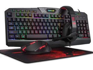 Wired RGB Backlit Gaming Keyboard and Mouse, Gaming Mouse Pad, Gaming Headset Combo All in 1 PC Gamer Bundle for Windows PC – (Black)
