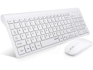 Wireless Keyboard and Mouse Combo, 2.4G Ultra Slim Compact Full Size Quiet Scissor Switch Keyboard and Mice Set for Windows, Mac OS, Laptop, PC - (White)