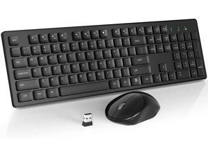 Wireless Keyboard Mouse Combo, 2.4GHz Slim Full-Sized Silent Wireless Keyboard and Mouse Combo with USB Nano Receiver for Laptop, PC (Black) Wireless Keyboard Mouse Combo, 2.4GHz Slim Full-Sized Silent Wireless Keyboard and Mouse Combo with USB Nano Receiver for Laptop, PC (Black)