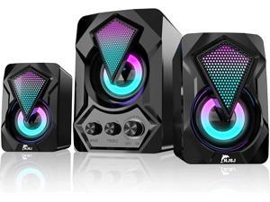 Computer Speaker with Subwoofer, NJSJ USB-Powered 2.1 Stereo Multimedia Speakers System with RGB LED Light 3.5mm Audio Input Great for Music,Movies,Gaming,PC,Laptop,Tablet,Desktop