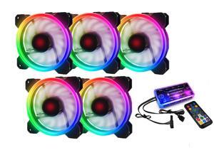 RGB Case Fans 120mm PC Fan 12cm, High Airflow Quiet, Adjustable Colorful Fans, 5 Packs for Computer Cases