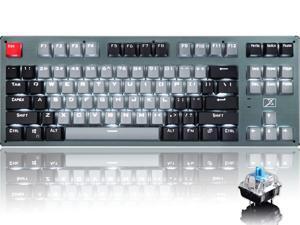 HSCCGI Mechanical Bluetooth 3.0 Wired/Wireless 87 Keys Multi-Device LED Backlit Gaming/Office Keyboard for iOS, Android, Windows and Mac with Rechargeable Battery, Blue Switch - GrayBlack HSCCGI Mechanical Bluetooth 3.0 Wired/Wireless 87 Keys Multi-Device LED Backlit Gaming/Office Keyboard for iOS, Android, Windows and Mac with Rechargeable Battery, Blue Switch - GrayBlack